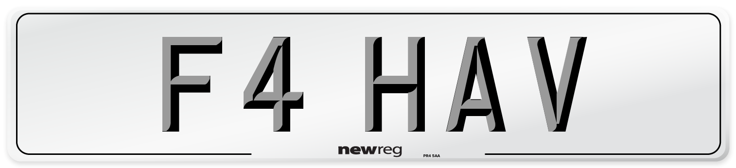 F4 HAV Number Plate from New Reg